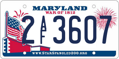 MD license plate 2AF3607
