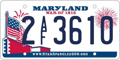 MD license plate 2AF3610