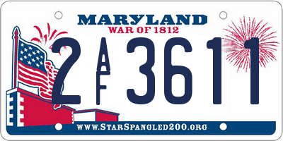 MD license plate 2AF3611