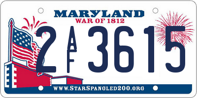 MD license plate 2AF3615