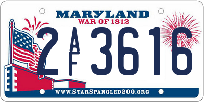 MD license plate 2AF3616