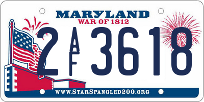 MD license plate 2AF3618