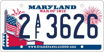 MD license plate 2AF3626