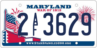 MD license plate 2AF3629