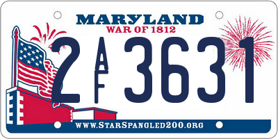 MD license plate 2AF3631