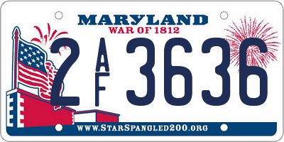 MD license plate 2AF3636