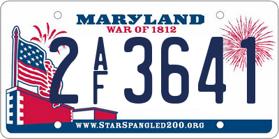 MD license plate 2AF3641