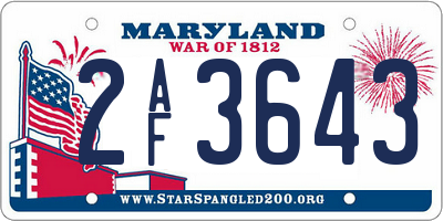 MD license plate 2AF3643