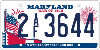 MD license plate 2AF3644
