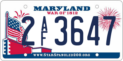 MD license plate 2AF3647