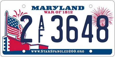 MD license plate 2AF3648