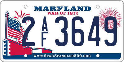 MD license plate 2AF3649