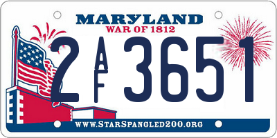 MD license plate 2AF3651