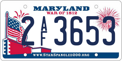 MD license plate 2AF3653