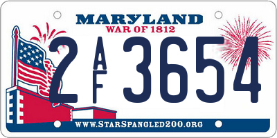 MD license plate 2AF3654