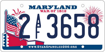 MD license plate 2AF3658