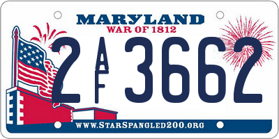 MD license plate 2AF3662