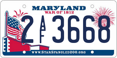MD license plate 2AF3668
