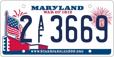 MD license plate 2AF3669