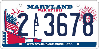 MD license plate 2AF3678
