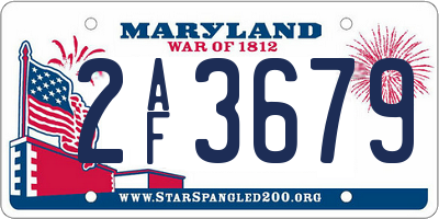 MD license plate 2AF3679
