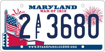 MD license plate 2AF3680
