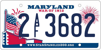 MD license plate 2AF3682