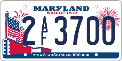 MD license plate 2AF3700
