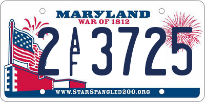 MD license plate 2AF3725