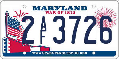 MD license plate 2AF3726