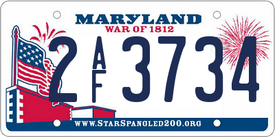 MD license plate 2AF3734