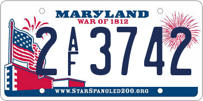 MD license plate 2AF3742