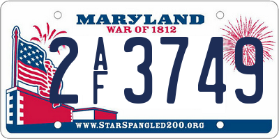 MD license plate 2AF3749