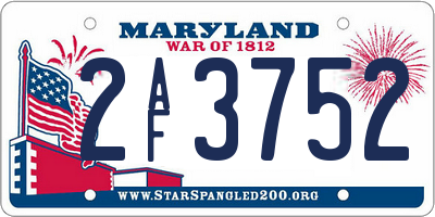 MD license plate 2AF3752