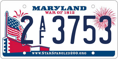 MD license plate 2AF3753