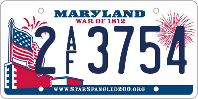 MD license plate 2AF3754