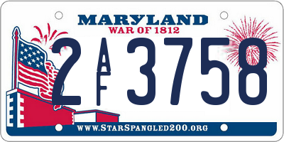 MD license plate 2AF3758