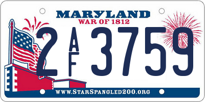 MD license plate 2AF3759