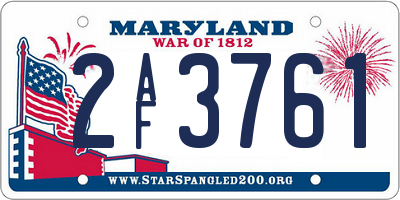 MD license plate 2AF3761