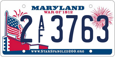 MD license plate 2AF3763