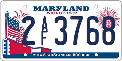 MD license plate 2AF3768