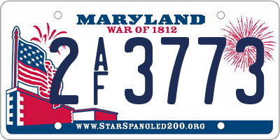 MD license plate 2AF3773
