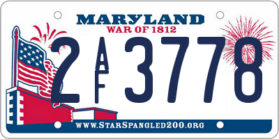 MD license plate 2AF3778