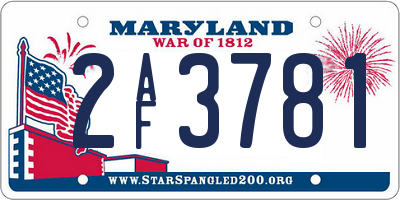 MD license plate 2AF3781