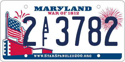 MD license plate 2AF3782