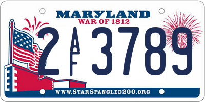 MD license plate 2AF3789