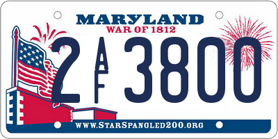 MD license plate 2AF3800