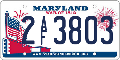 MD license plate 2AF3803