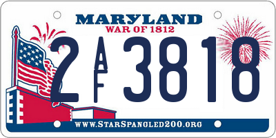MD license plate 2AF3818