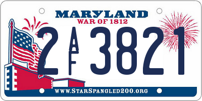 MD license plate 2AF3821